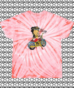 Betty Boop Biker Cartoon Cyclone Tie Dye T Shirt Coral