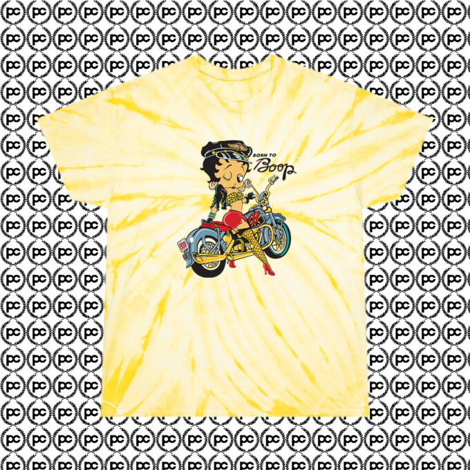 Betty Boop Biker Cartoon Cyclone Tie Dye T Shirt Pale Yellow
