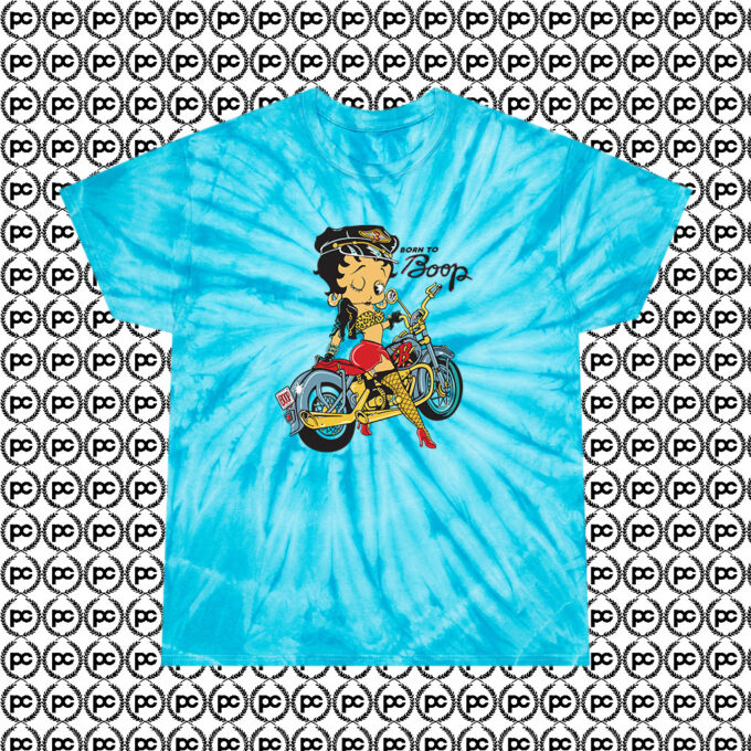 Betty Boop Biker Cartoon Cyclone Tie Dye T Shirt Turquoise