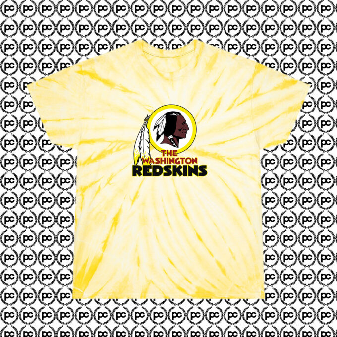 Black Washington Redskin Funny Cyclone Tie Dye T Shirt Pale Yellow