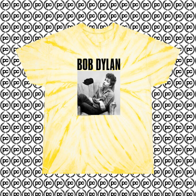 Bob Dylan Sitting Cyclone Tie Dye T Shirt Pale Yellow