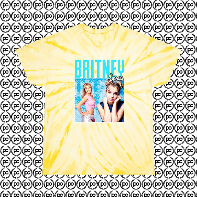 Britney Spears Vintage Cool Cyclone Tie Dye T Shirt Pale Yellow