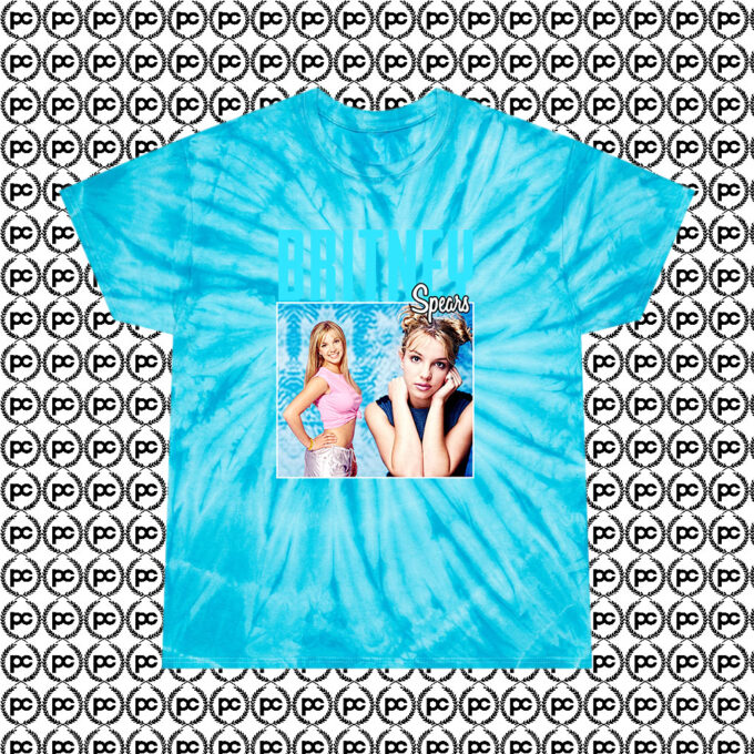Britney Spears Vintage Cool Cyclone Tie Dye T Shirt Turquoise
