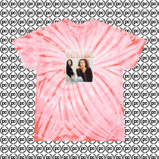 Celine Dion Casual Retro Retro Cyclone Tie Dye T Shirt Coral
