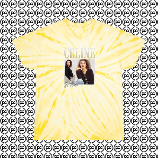 Celine Dion Casual Retro Retro Cyclone Tie Dye T Shirt Pale Yellow
