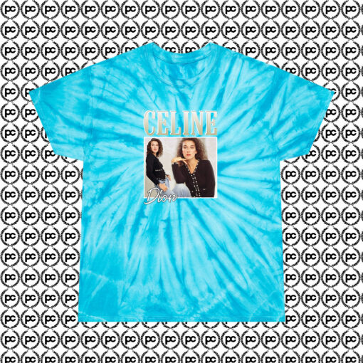 Celine Dion Casual Retro Retro Cyclone Tie Dye T Shirt Turquoise