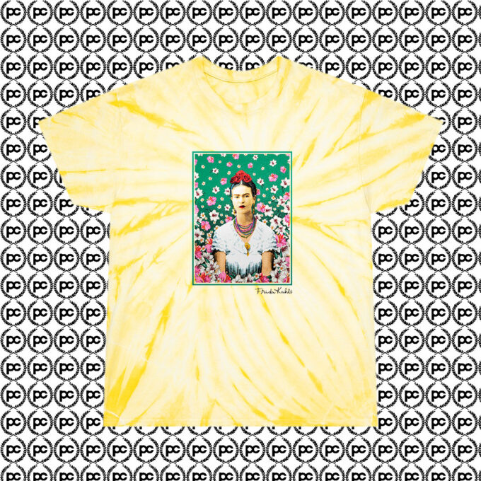 Cheap Frida Kahlo Floral Vintage Cyclone Tie Dye T Shirt Pale Yellow