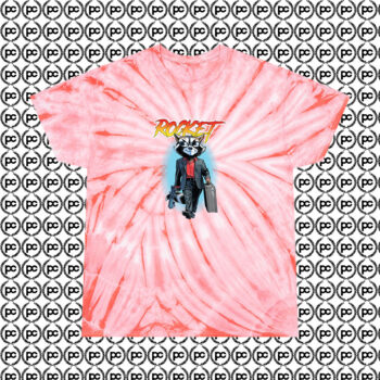 Comic Rocket Raccoon Suited Up Cyclone Tie Dye T Shirt Coral