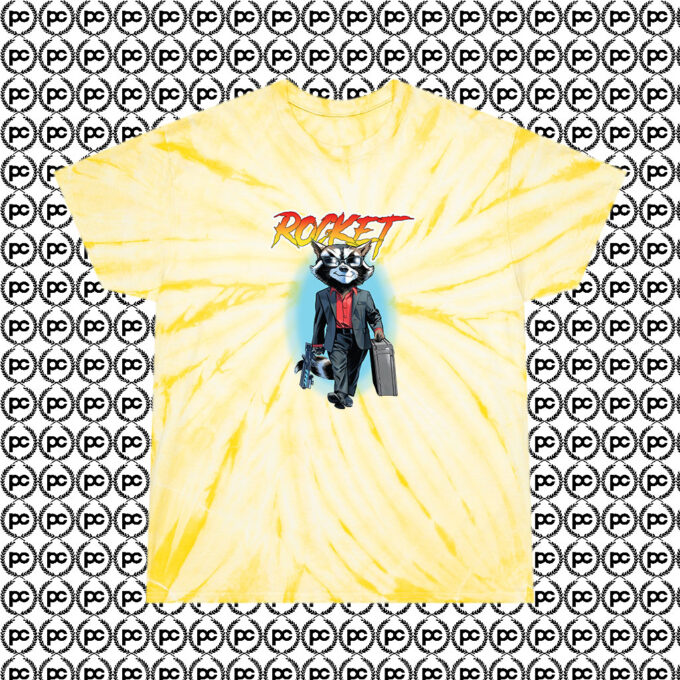 Comic Rocket Raccoon Suited Up Cyclone Tie Dye T Shirt Pale Yellow