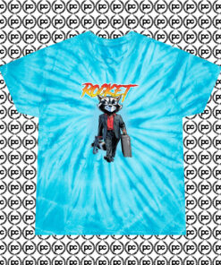 Comic Rocket Raccoon Suited Up Cyclone Tie Dye T Shirt Turquoise