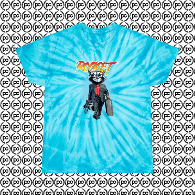 Comic Rocket Raccoon Suited Up Cyclone Tie Dye T Shirt Turquoise