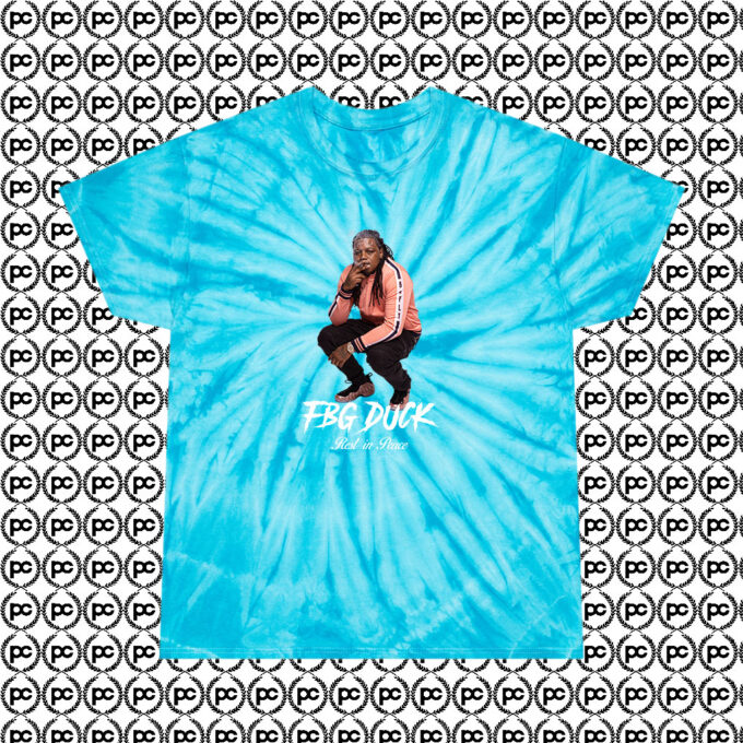 FBG Duck Rest in Peace Cyclone Tie Dye T Shirt Turquoise