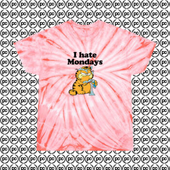 Garfield Hate Mondays Cyclone Tie Dye T Shirt Coral