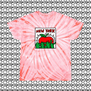 Keith Haring Big Apple New York Cyclone Tie Dye T Shirt Coral