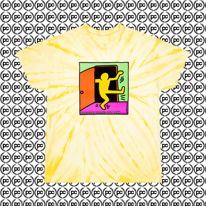 Keith Haring National Coming Out Day Custom Cyclone Tie Dye T Shirt Pale Yellow