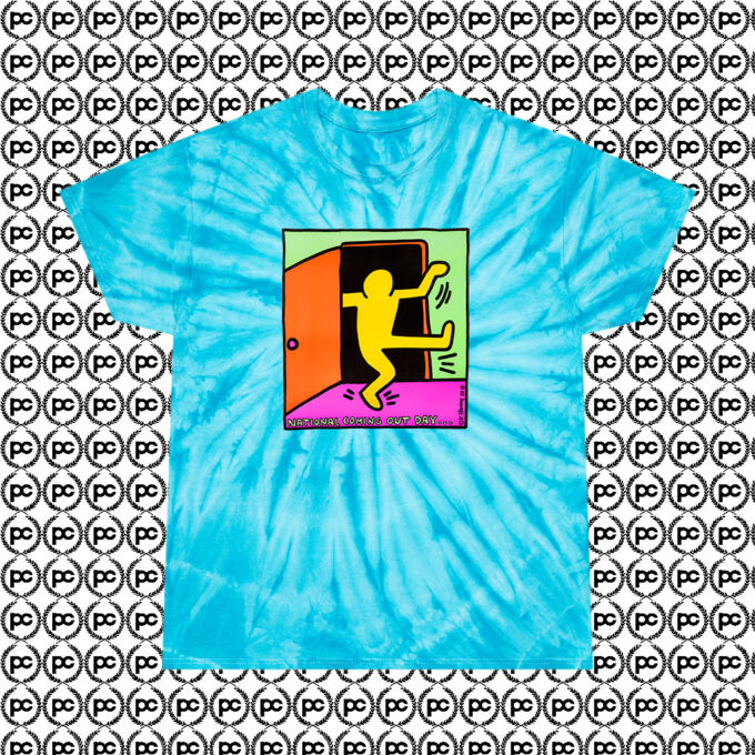 Keith Haring National Coming Out Day Custom Cyclone Tie Dye T Shirt Turquoise