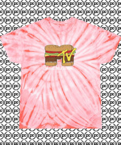 Music Television Hamburger Cyclone Tie Dye T Shirt Coral