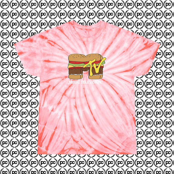 Music Television Hamburger Cyclone Tie Dye T Shirt Coral