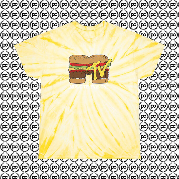 Music Television Hamburger Cyclone Tie Dye T Shirt Pale Yellow