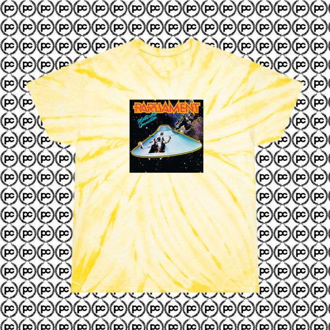 Parliament Mothership Connection Cyclone Tie Dye T Shirt Pale Yellow