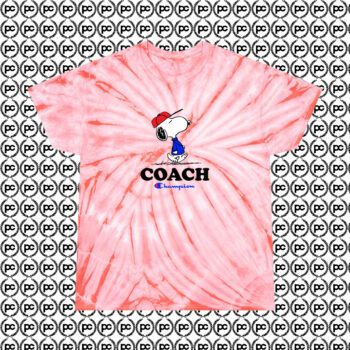 Peanuts Snoopy Coach Champion Cyclone Tie Dye T Shirt Coral