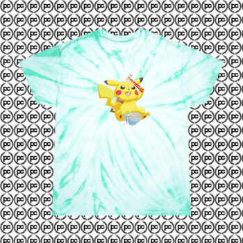 Pikachu Eating Ramen Cyclone Tie Dye T Shirt Mint