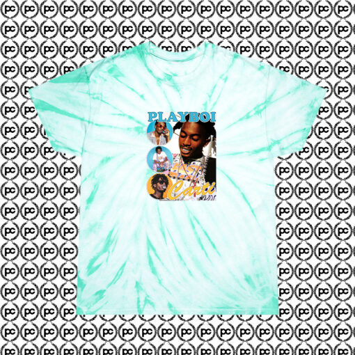 Playboi Carti Homage Cool 90s Rapper Cyclone Tie Dye T Shirt Mint