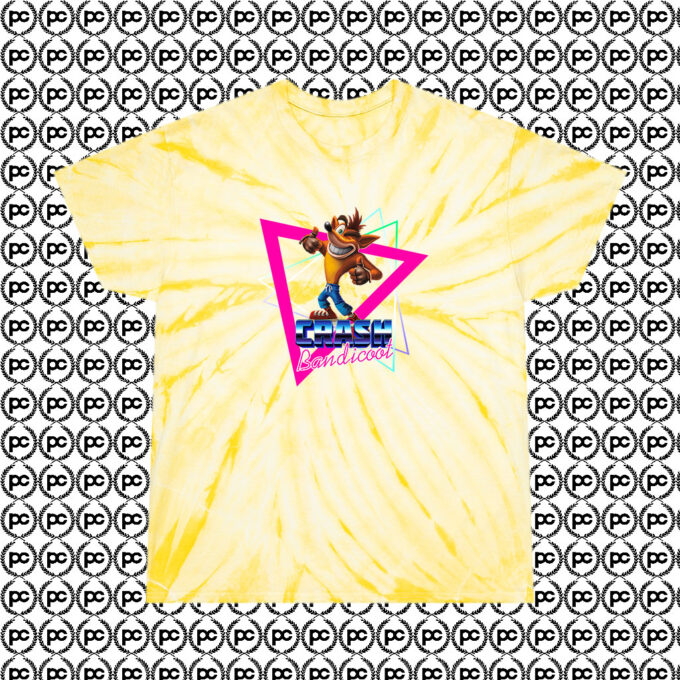 Special of Crash Bandicoot Playstation Gaming Cyclone Tie Dye T Shirt Pale Yellow