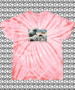 The Great Wave Off Totoro Cyclone Tie Dye T Shirt Coral