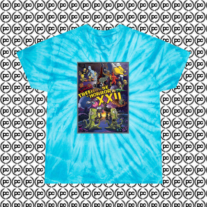 The Simpsons Treehouse of Horror Cyclone Tie Dye T Shirt Turquoise