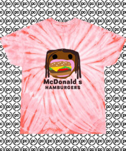 Travis Scott McDonalds Parody Hamburgers Cyclone Tie Dye T Shirt Coral