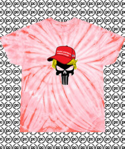 Trump Skull Make America Great Again Cyclone Tie Dye T Shirt Coral