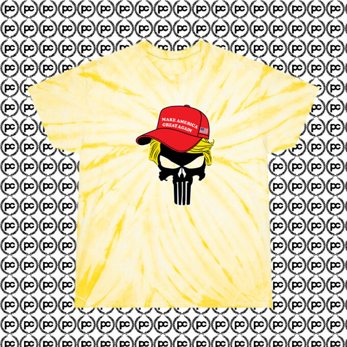 Trump Skull Make America Great Again Cyclone Tie Dye T Shirt Pale Yellow