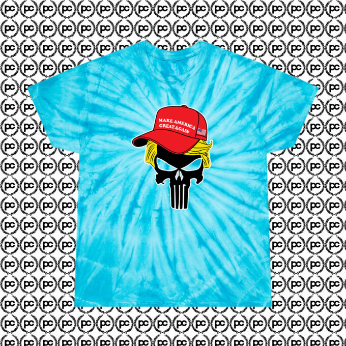Trump Skull Make America Great Again Cyclone Tie Dye T Shirt Turquoise