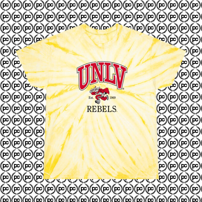 Unlv Running Rebels Sports College Cyclone Tie Dye T Shirt Pale Yellow