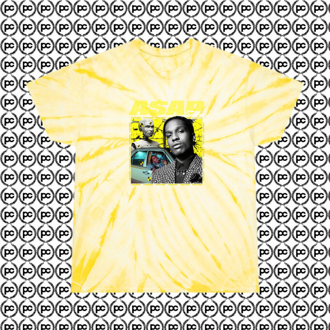 Vintage Hip Hop Asap Rocky Urban Cyclone Tie Dye T Shirt Pale Yellow