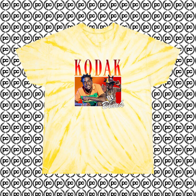 Vintage Kodak Black Fashionable Cyclone Tie Dye T Shirt Pale Yellow