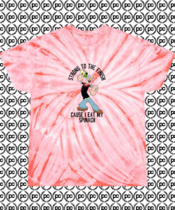 Vintage Popeye Cause I Eat Spinach Cyclone Tie Dye T Shirt Coral