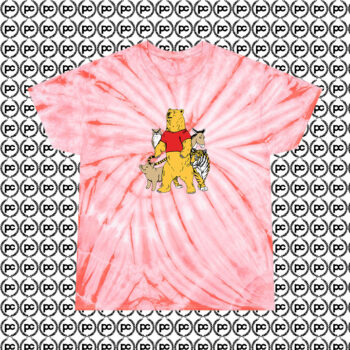 Winnie The Pooh Bear And Friends Animals Cyclone Tie Dye T Shirt Coral