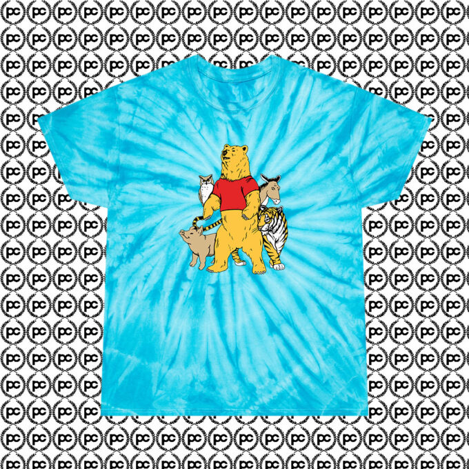 Winnie The Pooh Bear And Friends Animals Cyclone Tie Dye T Shirt Turquoise