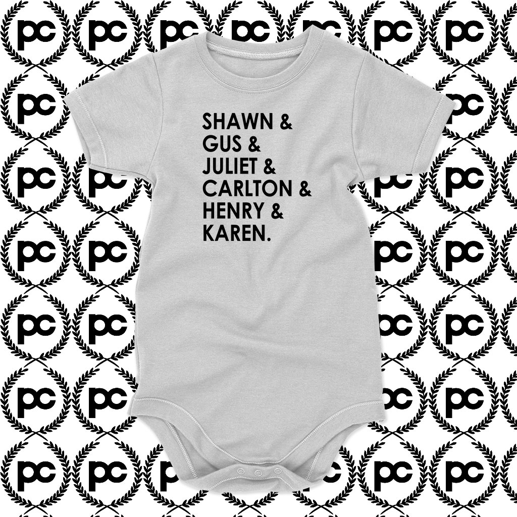 Shawn Gus Juliet Carlton Henry Karen Baby Onesie