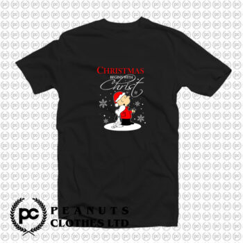 cute snoopy and charlie brown christmas begins with christ shirt T Shirt