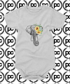Elephant Sunflower Baby Onesie