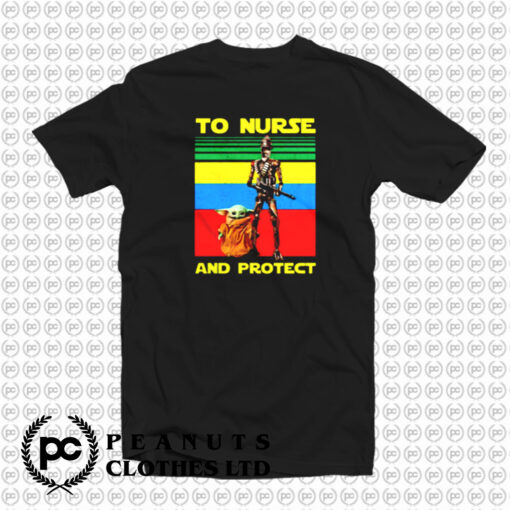 Baby Yoda and IG 11 to nurse and protect T Shirt