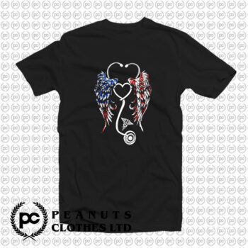 Nurse Wings American Flag T Shirt