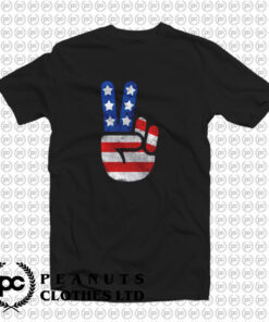 Usa Flag Peace Sign Victory Fingers Patriotic T Shirt