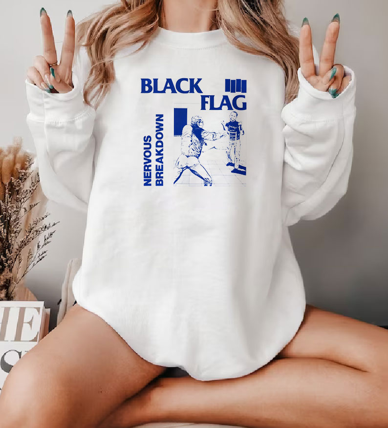 Black Flag Nervous Breakdown White Sweatshirt