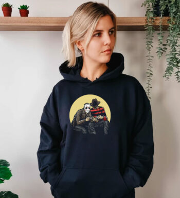 Horror Scary Movie Villains Playing Video Games Hoodie