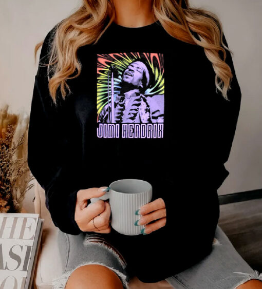 Jimi Hendrix Boxed Rainbow Psychedelic Rays Sweatshirt