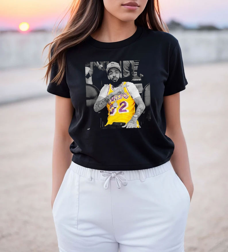 Get Buy Nipsey Hussle Wearing Magic Johnson Los Angeles Lakers Jersey T- Shirt